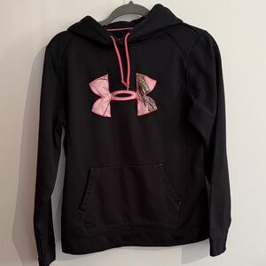 Youth Under Armour Black Hoodie with Pink Accent